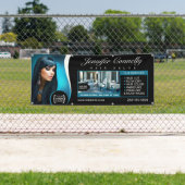 Banderoles Elégant salon de coiffure noire, salon de beauté (En situation)