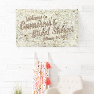 Banderoles Élégant scénario Fête de l'mariée florale blanche 