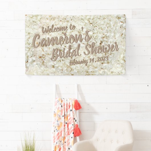 Banderoles Élégant scénario Fête de l'mariée florale blanche  (En situation)