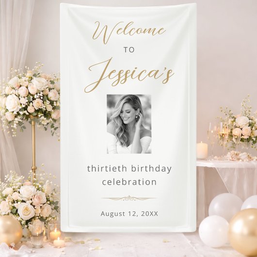 Banderoles Elegant Script 30th Birthday Party Photo Welcome