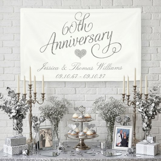 Banderoles Élégant Script 60e Anniversaire de Mariage de Diam