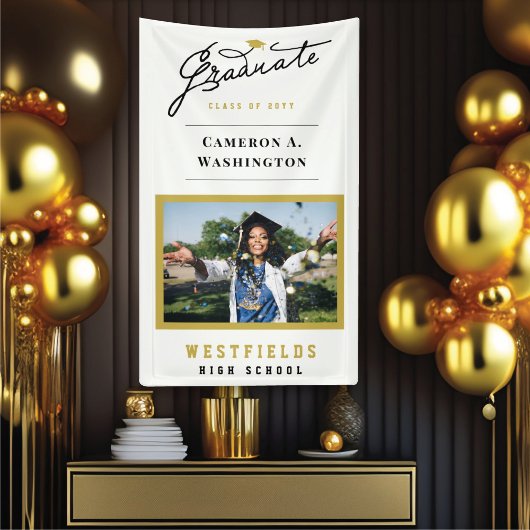 Banderoles Élégant Script de fin d'études un Photo Graduate P