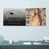 Banderoles Élégant Script Gold Black Graduation Yard (Salon professionnel)