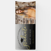 Banderoles Élégant Script Gold Black Graduation Yard (Vertical)
