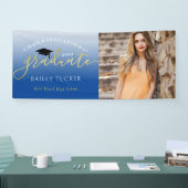 Banderoles Élégant Script Gold Blue Graduation Faire-part (Salon professionnel)