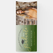 Banderoles Élégant Script Gold Green Graduation Faire-part  (Vertical)