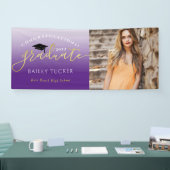 Banderoles Élégant Script Gold Purple Graduation Faire-part (Salon professionnel)