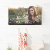 Banderoles Élégant Script Graduate Photo Félicitations (En situation)