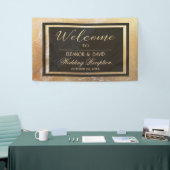 Banderoles Élégant script mariage en marbre noir or de luxe (Salon professionnel)