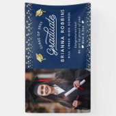 Banderoles Élégant Script moderne Gold Graduation Photo Marin (Vertical)