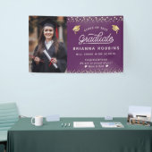 Banderoles Élégant Script moderne Gold Graduation Photo viole (Salon professionnel)