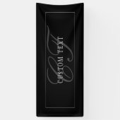 Banderoles Élégant Script Monogramme modifiable noir gris bla (Vertical)
