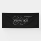 Banderoles Élégant Script Monogramme modifiable noir gris bla (Horizontal)