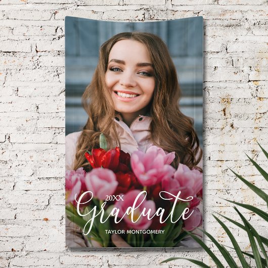 Banderoles Elegant Script Photo Graduation Party
