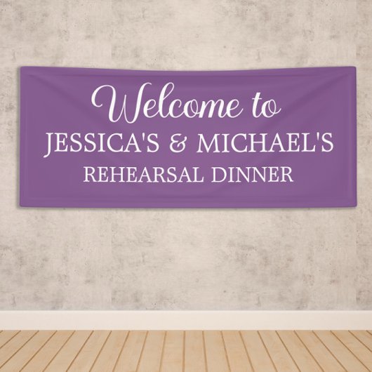 Banderoles Élégant Script Purple Repétition Dîner