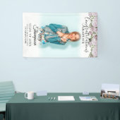 Banderoles Élégant Script Rose Roses Floral Photo Graduation (Salon professionnel)