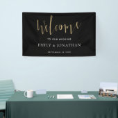 Banderoles Élégant Script Welcome Mariage Gold Black (Salon professionnel)