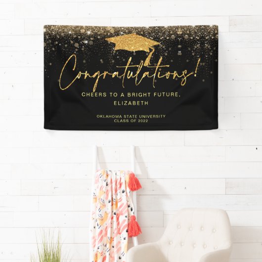 Banderoles Élégant Simple Black Gold Parties scintillant Bann (En situation)