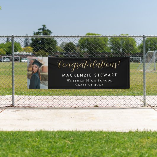 Banderoles Élégant Simple Gold Script Photo Graduation (En situation)