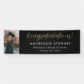 Banderoles Élégant Simple Gold Script Photo Graduation (Horizontal)