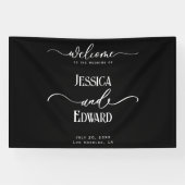 Banderoles Élégant Simple Noir Blanc Moderne Script Minimalis (Horizontal)