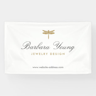 Banderoles Élégant type Gold Dragonfly Logo sur White