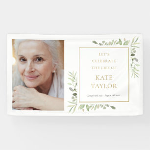 Banderoles Elégant Verdure Photo Funeral Service