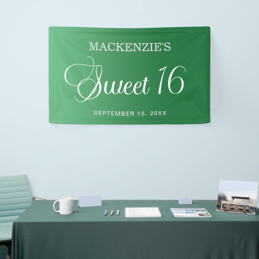 Banderoles Élégant Vert Douceur 16 Anniversaire (Salon professionnel)