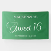 Banderoles Élégant Vert Douceur 16 Anniversaire (Horizontal)