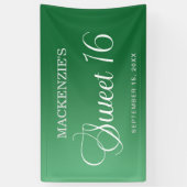 Banderoles Élégant Vert Douceur 16 Anniversaire (Vertical)