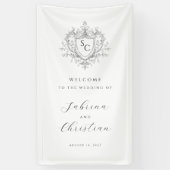 Banderoles Elegant Vintage Monogram Crest Wedding Welcome (Vertical)