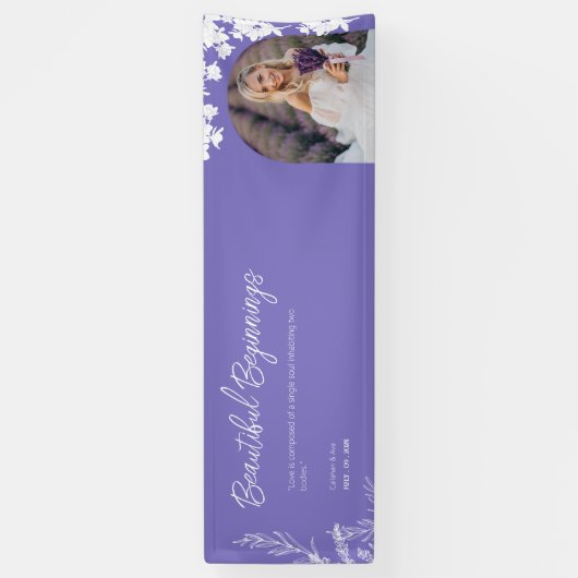 Banderoles élégant violet Love Arch Mariage Design (Vertical)