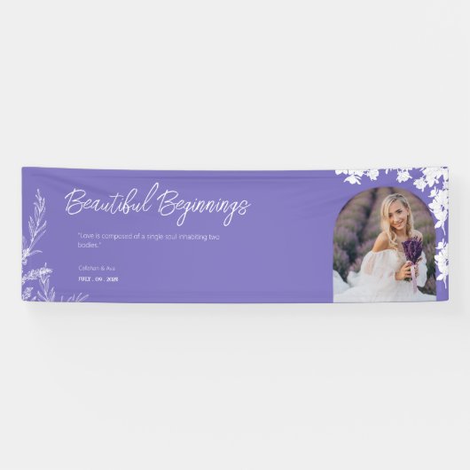 Banderoles élégant violet Love Arch Mariage Design (Horizontal)