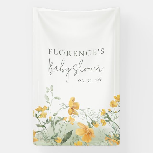 Banderoles Elegant Yellow Floral Baby Shower (Verticale)
