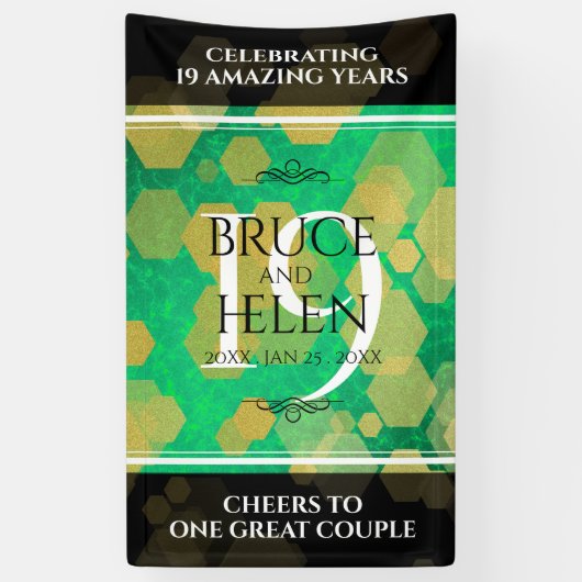 Banderoles Élégante 19e anniversaire du Mariage de Jade (Vertical)