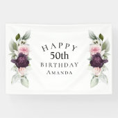 Banderoles Elégante aquarelle botanique 50e anniversaire (Horizontal)