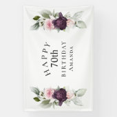 Banderoles Elégante aquarelle botanique 70e anniversaire (Verticale)