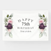 Banderoles Elégante aquarelle botanique 75e anniversaire (Horizontal)