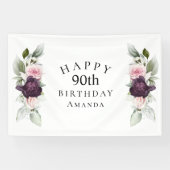 Banderoles Elégante aquarelle Botanique 90e anniversaire (Horizontal)