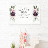 Banderoles Elégante aquarelle Botanique 90e anniversaire (Insitu)