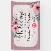 Banderoles Elégante aquarelle Floral Script Mariage Bienvenue (Vertical)