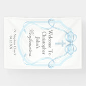 Banderoles Élégante Bleu Ruban Bow Confirmation Party (Horizontal)