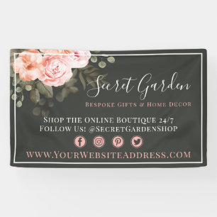 Banderoles Élégante Blush rose Floral Rose Moderne Boutique