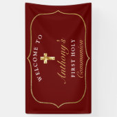 Banderoles Elégante Bourgogne Or 1ère Sainte Communion Bienve (Vertical)