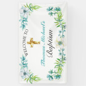 Banderoles Elégante Croix d'or Baptême Réception Accueil (Vertical)