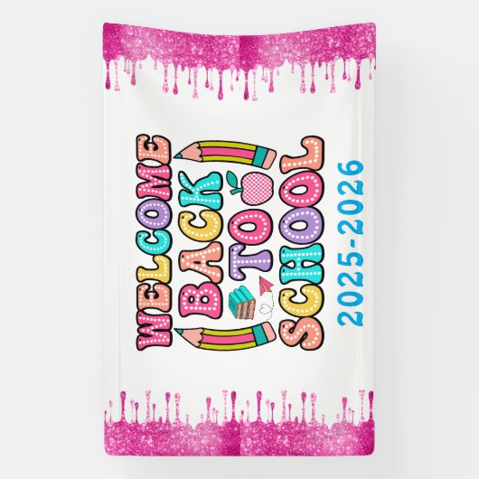 Banderoles Élégante école de script de monogramme (Verticale)