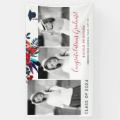 Banderoles Élégante fête de graduation florale photo collage  (Vertical)