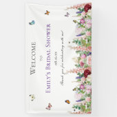 Banderoles Élégante Fête de Mariage Florale & Papillons (Vertical)