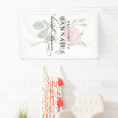 Banderoles Élégante Fête des mariées à fleurs roses (En situation)