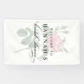 Banderoles Élégante Fête des mariées à fleurs roses (Horizontal)